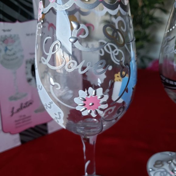 LOLITA "Love my Wine" Wedding Bride&Groom Wine glasses set - Picture 9 of 14